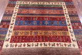 Tribal Persian Gabbeh Handmade Wool Rug - 5' 1" X 6' 5" - Golden Nile