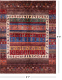Tribal Persian Gabbeh Handmade Wool Rug - 5' 1" X 6' 5" - Golden Nile