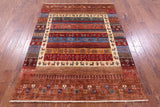 Tribal Persian Gabbeh Hand Knotted Wool Rug - 4' 11" X 6' 6" - Golden Nile
