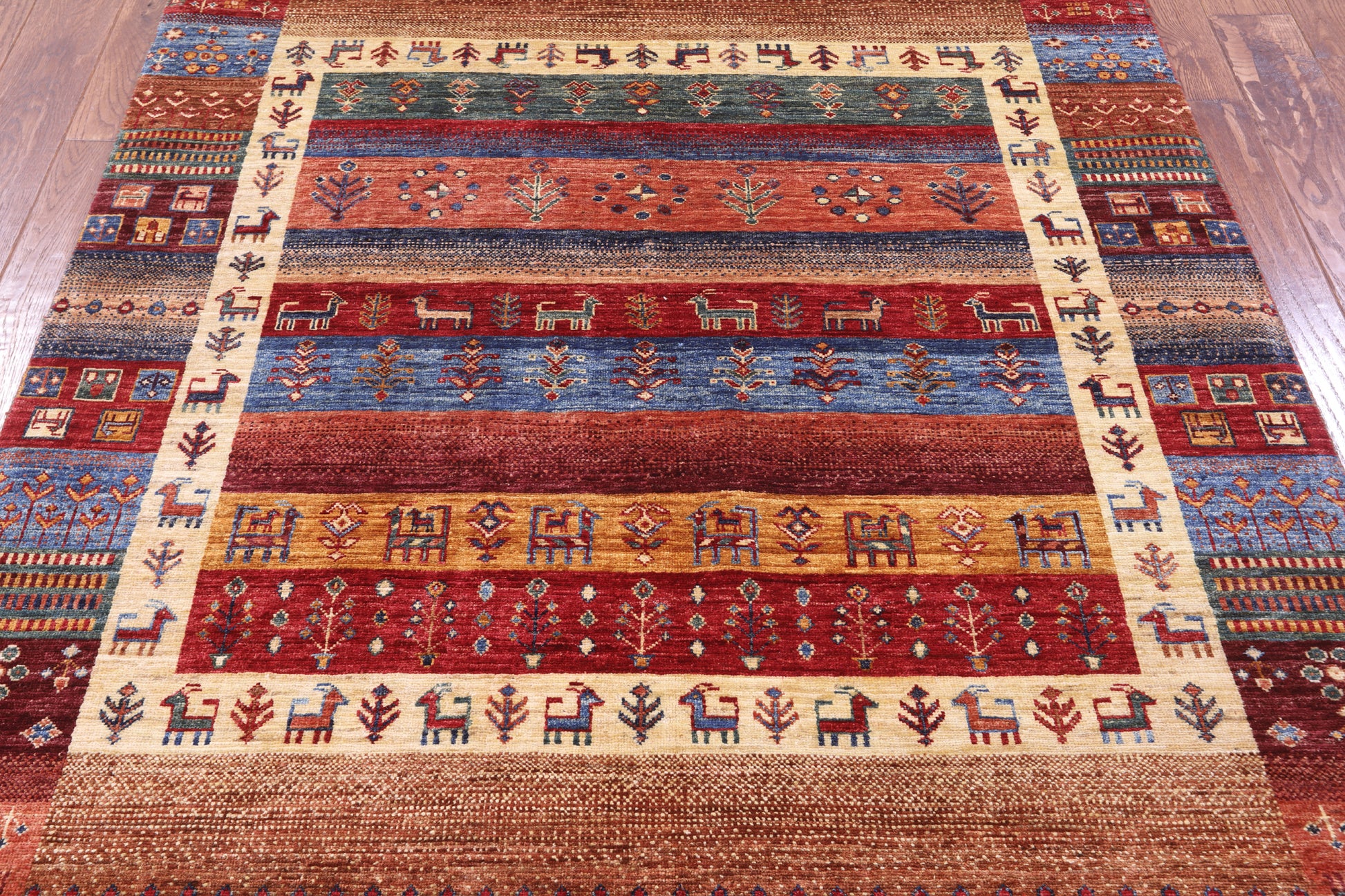 Tribal Persian Gabbeh Hand Knotted Wool Rug - 4' 11" X 6' 6" - Golden Nile