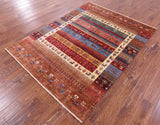 Tribal Persian Gabbeh Hand Knotted Wool Rug - 4' 11" X 6' 6" - Golden Nile