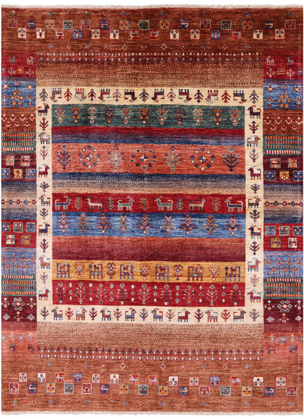 Tribal Persian Gabbeh Hand Knotted Wool Rug - 4' 11" X 6' 6" - Golden Nile