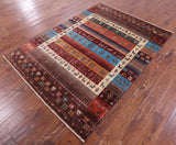 Tribal Persian Gabbeh Hand Knotted Wool Rug - 5' 0" X 6' 10" - Golden Nile