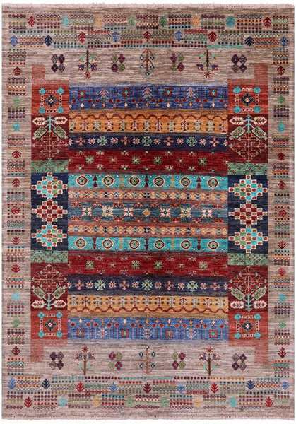 Tribal Persian Gabbeh Hand Knotted Wool Rug - 5' 0" X 6' 10" - Golden Nile