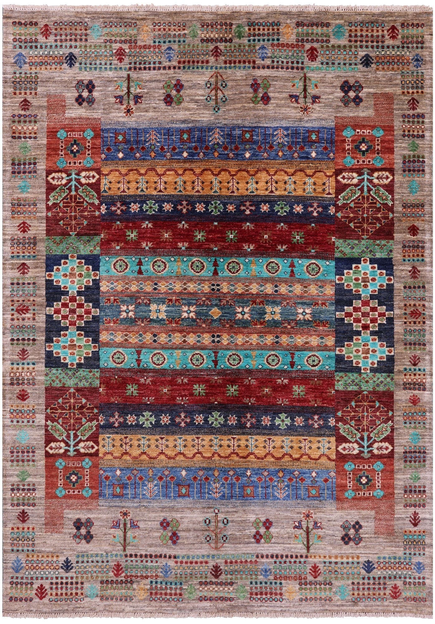 Tribal Persian Gabbeh Hand Knotted Wool Rug - 5' 0" X 6' 10" - Golden Nile