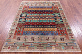 Tribal Persian Gabbeh Hand Knotted Wool Rug - 5' 0" X 6' 10" - Golden Nile