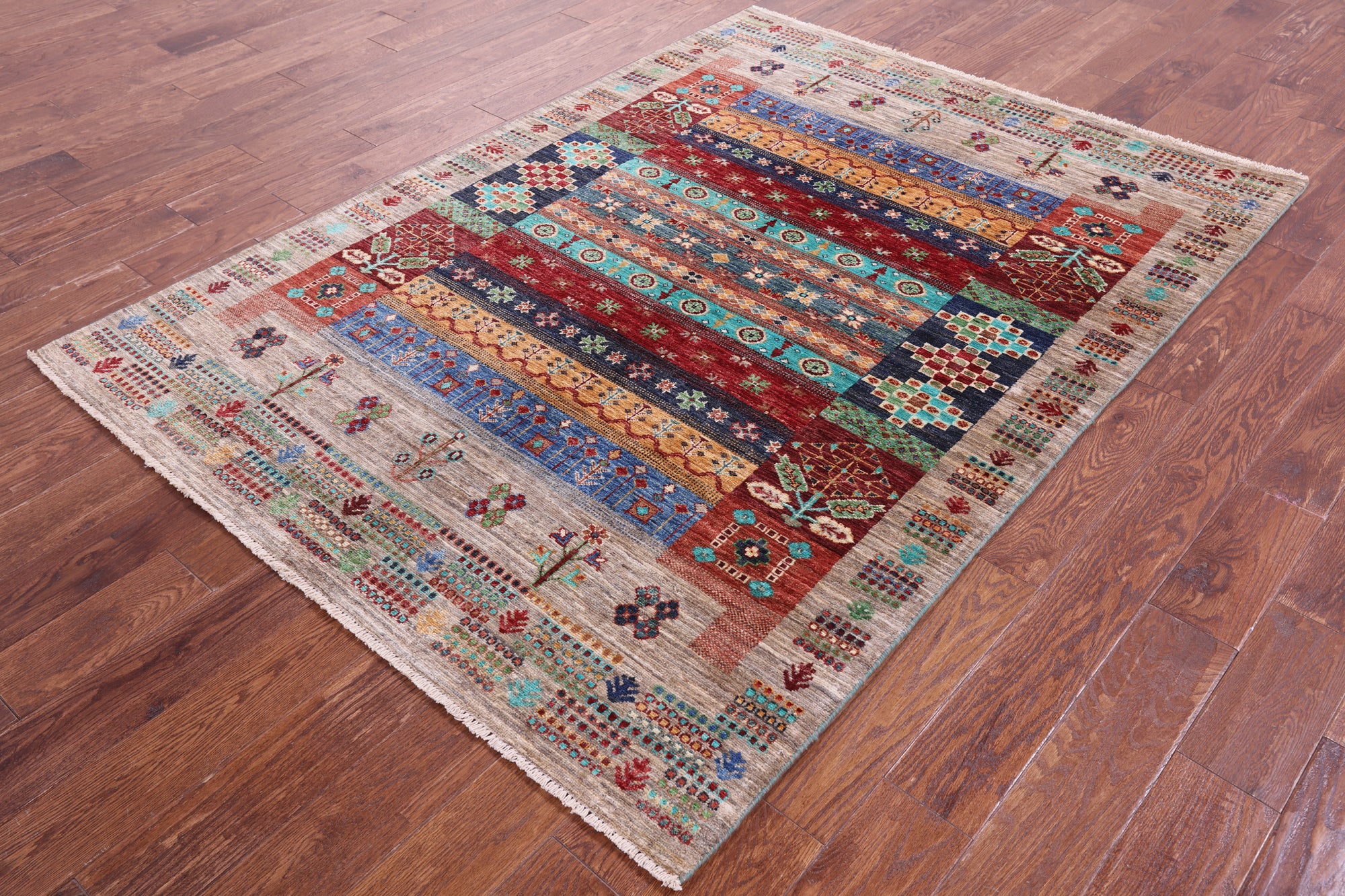 Tribal Persian Gabbeh Hand Knotted Wool Rug - 5' 0" X 6' 10" - Golden Nile