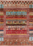 Tribal Persian Gabbeh Handmade Wool Rug - 5' 0" X 6' 11" - Golden Nile