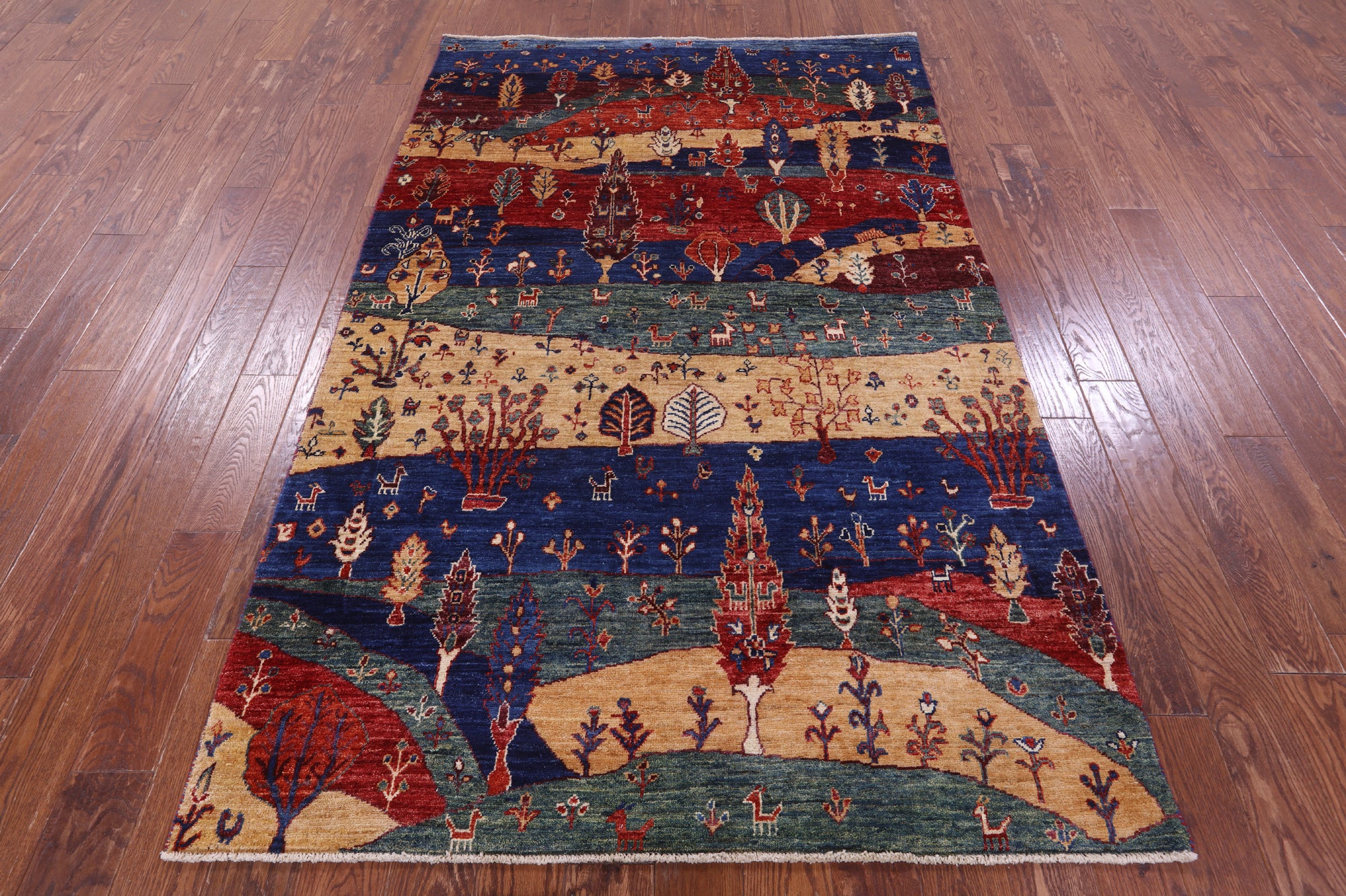 Tribal Persian Gabbeh Hand Knotted Wool Rug - 4' 11" X 7' 8" - Golden Nile