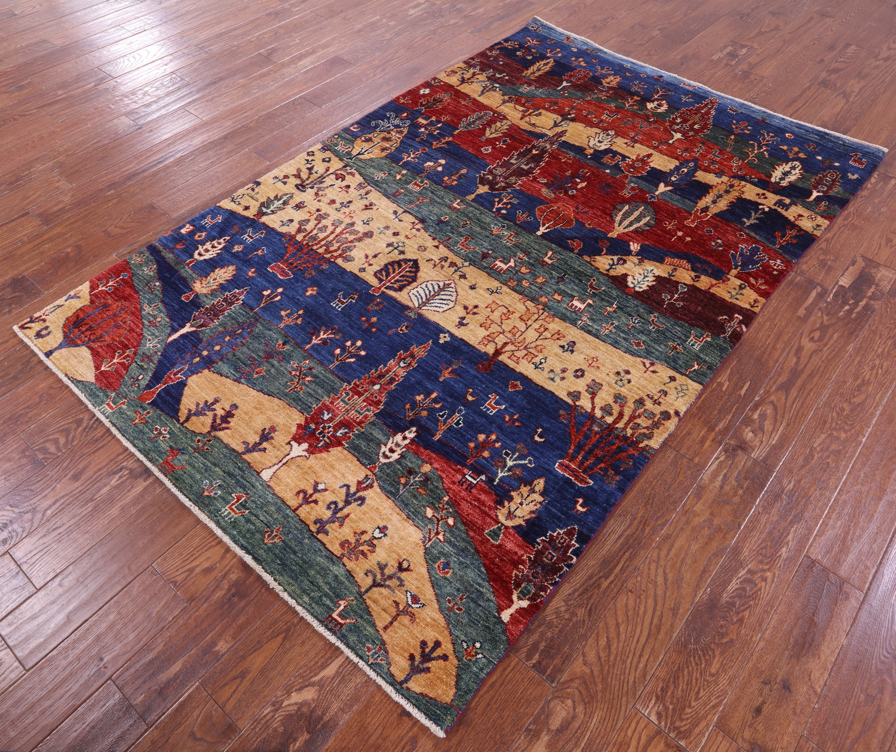 Tribal Persian Gabbeh Hand Knotted Wool Rug - 4' 11" X 7' 8" - Golden Nile
