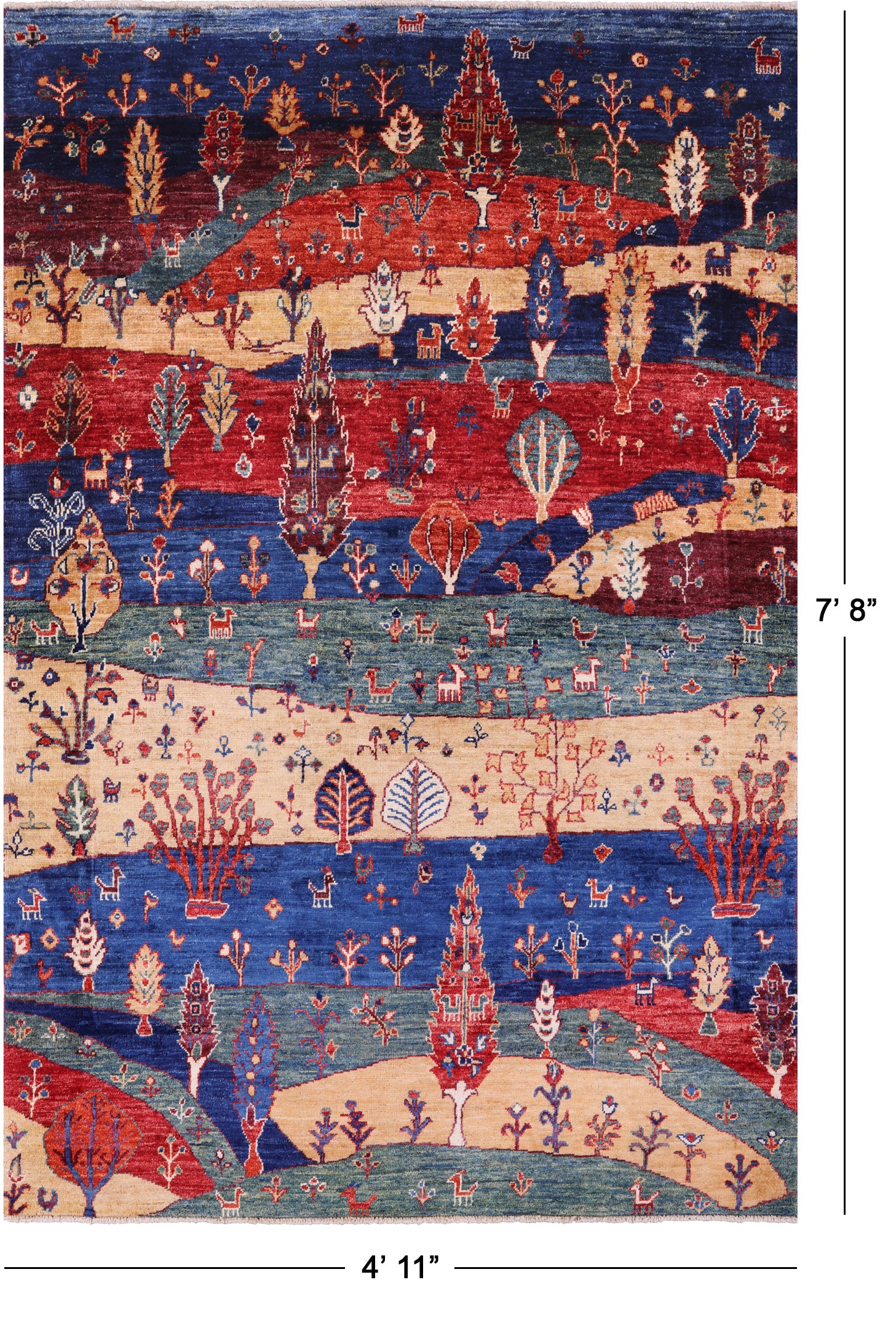 Tribal Persian Gabbeh Hand Knotted Wool Rug - 4' 11" X 7' 8" - Golden Nile