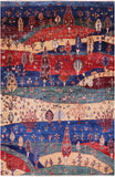Tribal Persian Gabbeh Hand Knotted Wool Rug - 4' 11" X 7' 8" - Golden Nile