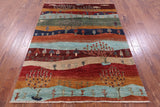 Tribal Persian Gabbeh Hand Knotted Wool Rug - 5' 2" X 6' 10" - Golden Nile