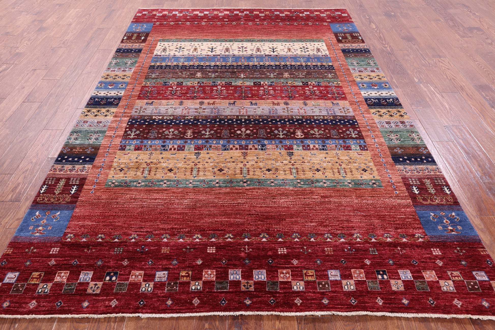 Tribal Persian Gabbeh Hand Knotted Wool Rug - 6' 9" X 9' 10" - Golden Nile