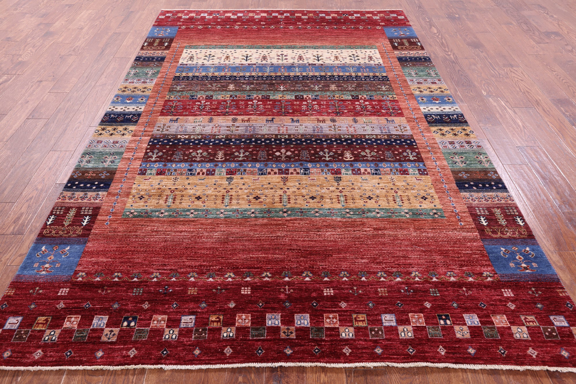 Tribal Persian Gabbeh Hand Knotted Wool Rug - 6' 9" X 9' 10" - Golden Nile