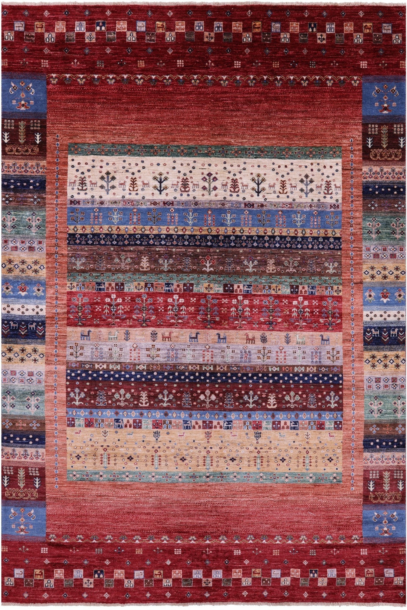 Tribal Persian Gabbeh Hand Knotted Wool Rug - 6' 9" X 9' 10" - Golden Nile