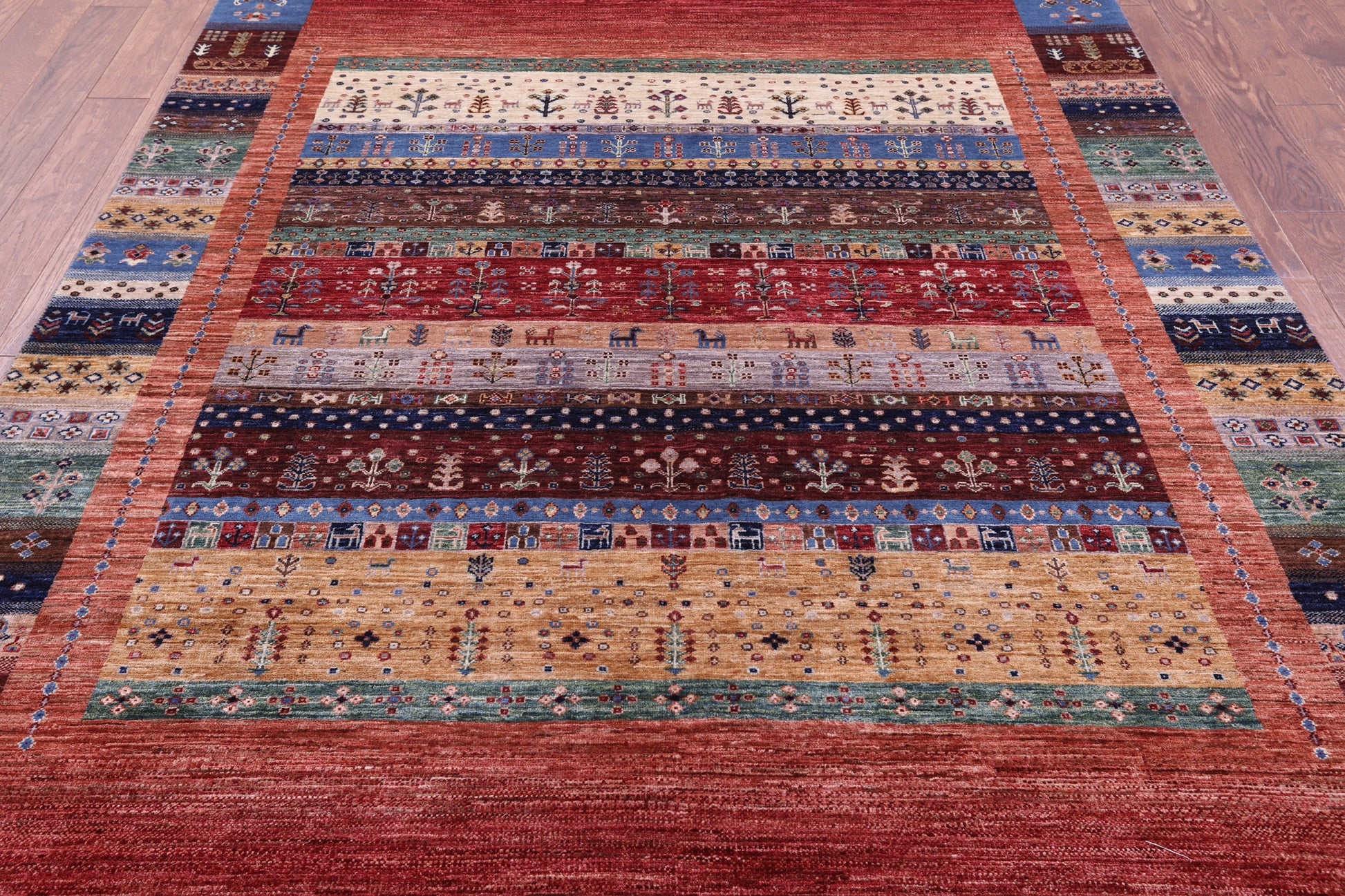 Tribal Persian Gabbeh Hand Knotted Wool Rug - 6' 9" X 9' 10" - Golden Nile