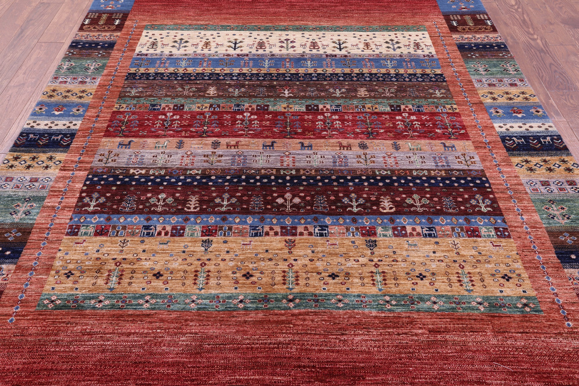 Tribal Persian Gabbeh Hand Knotted Wool Rug - 6' 9" X 9' 10" - Golden Nile