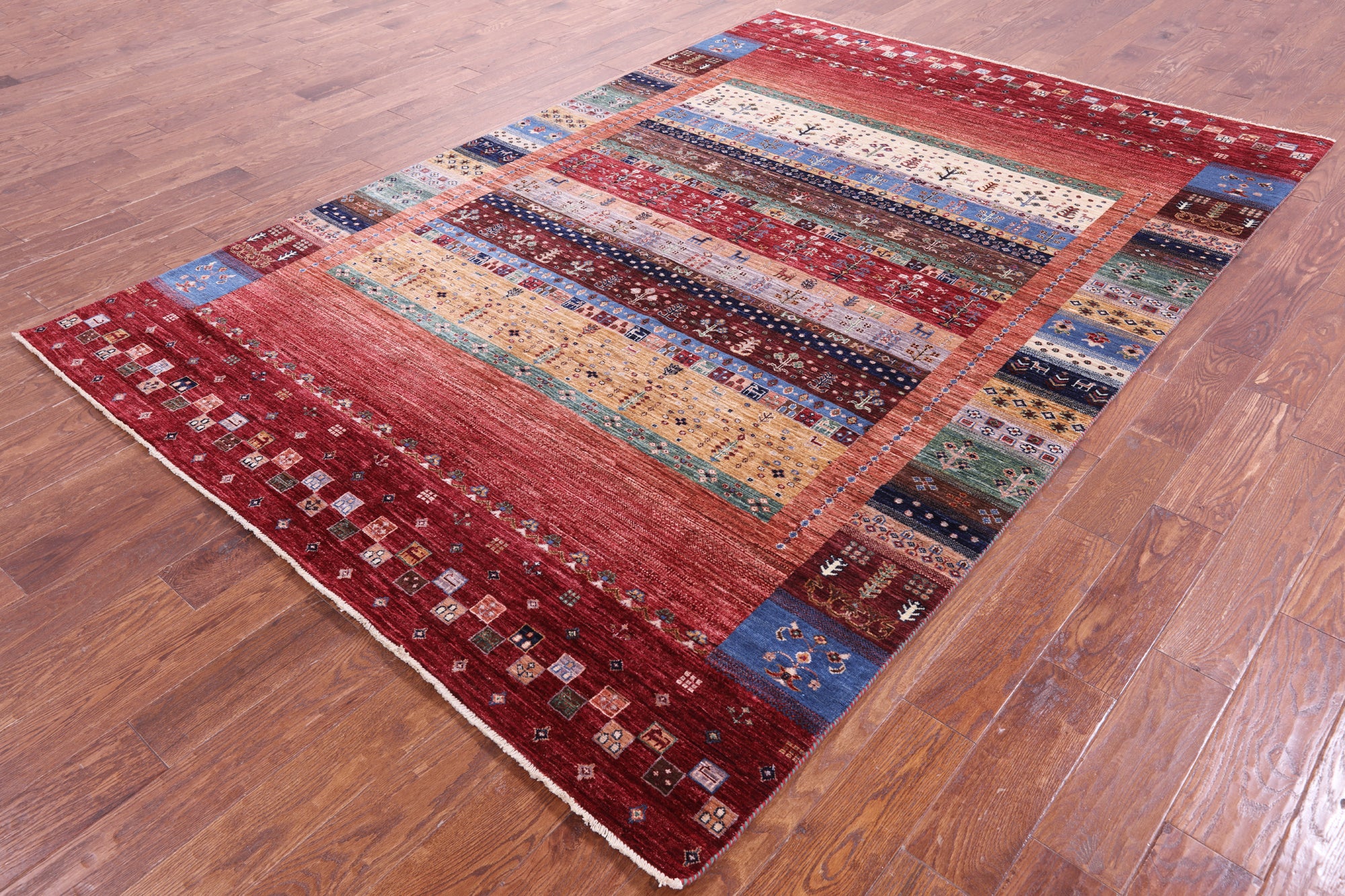 Tribal Persian Gabbeh Hand Knotted Wool Rug - 6' 9" X 9' 10" - Golden Nile