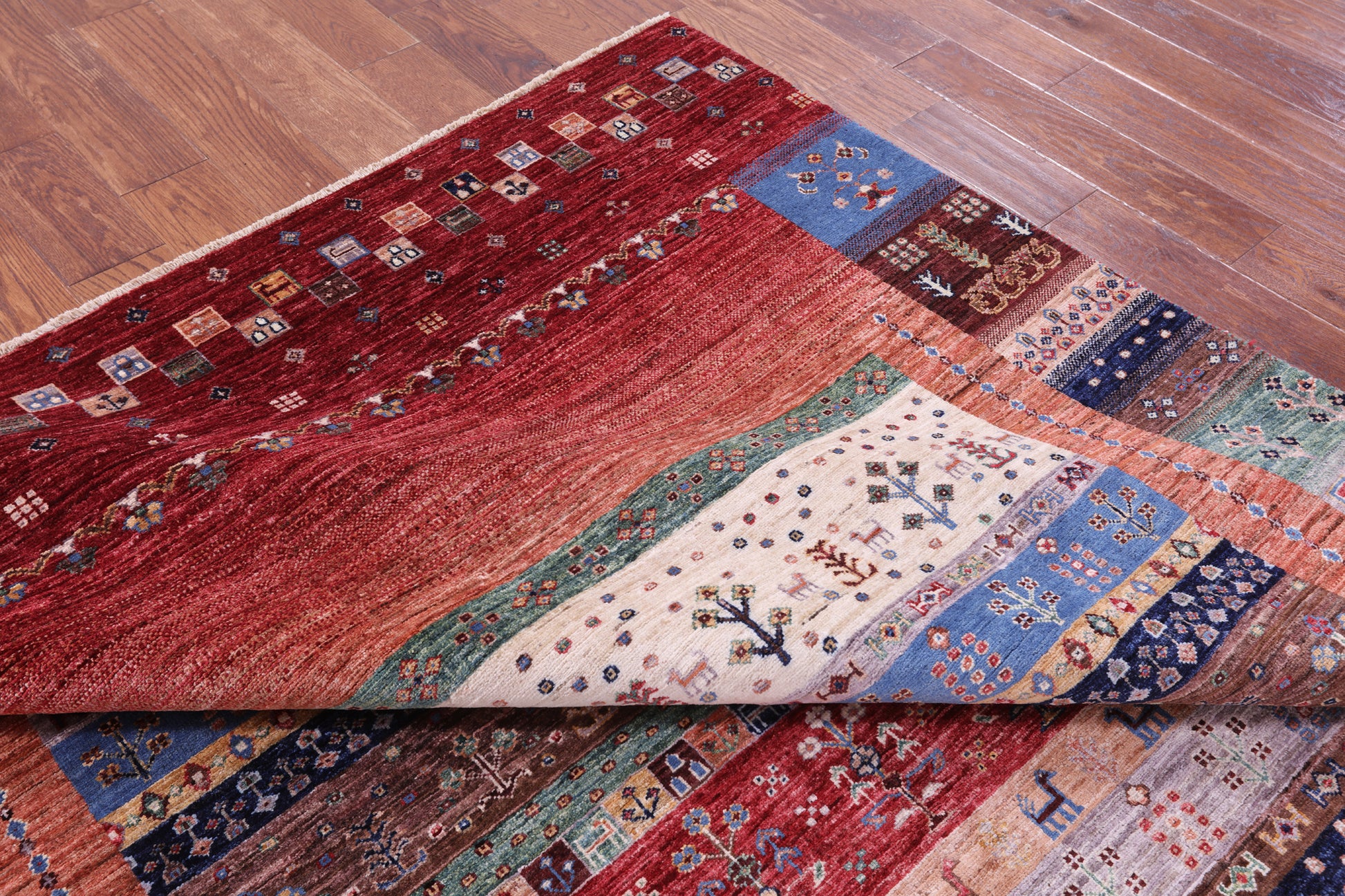 Tribal Persian Gabbeh Hand Knotted Wool Rug - 6' 9" X 9' 10" - Golden Nile