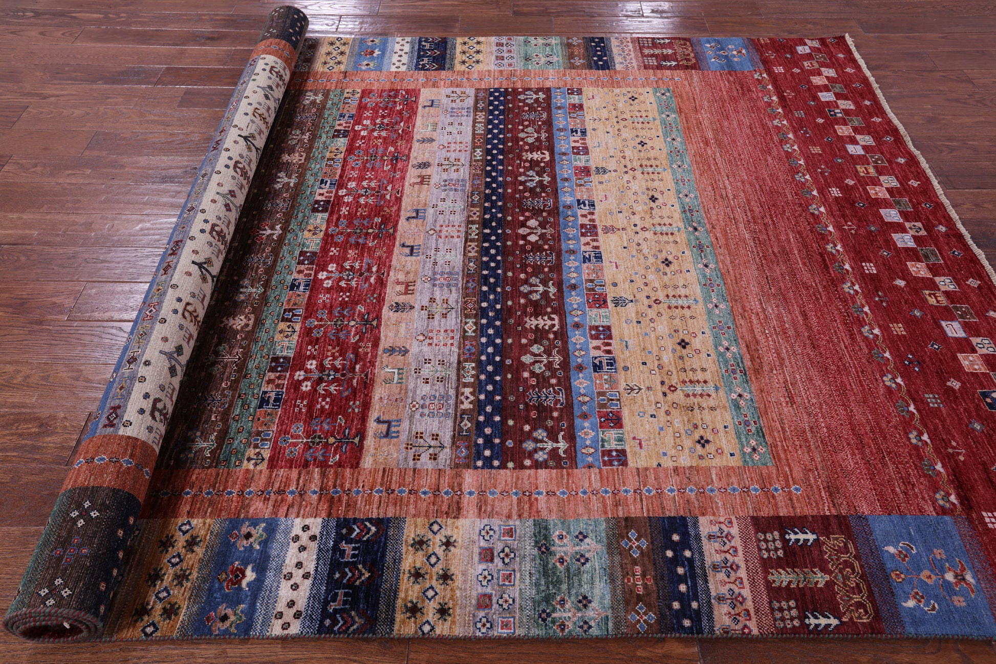 Tribal Persian Gabbeh Hand Knotted Wool Rug - 6' 9" X 9' 10" - Golden Nile