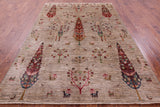 Tribal Persian Gabbeh Handmade Wool Rug - 6' 9" X 9' 10" - Golden Nile