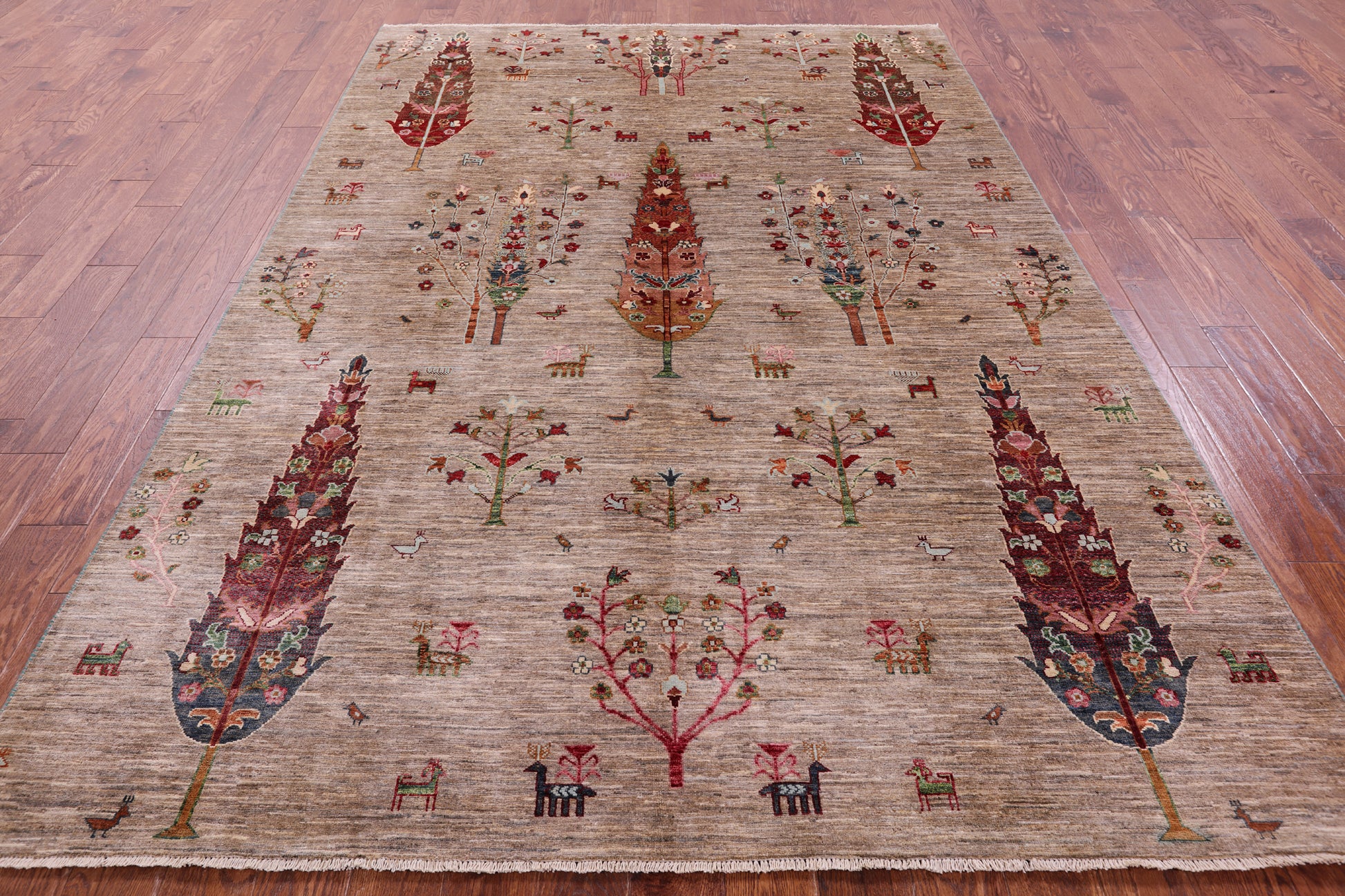 Tribal Persian Gabbeh Handmade Wool Rug - 6' 9" X 9' 10" - Golden Nile