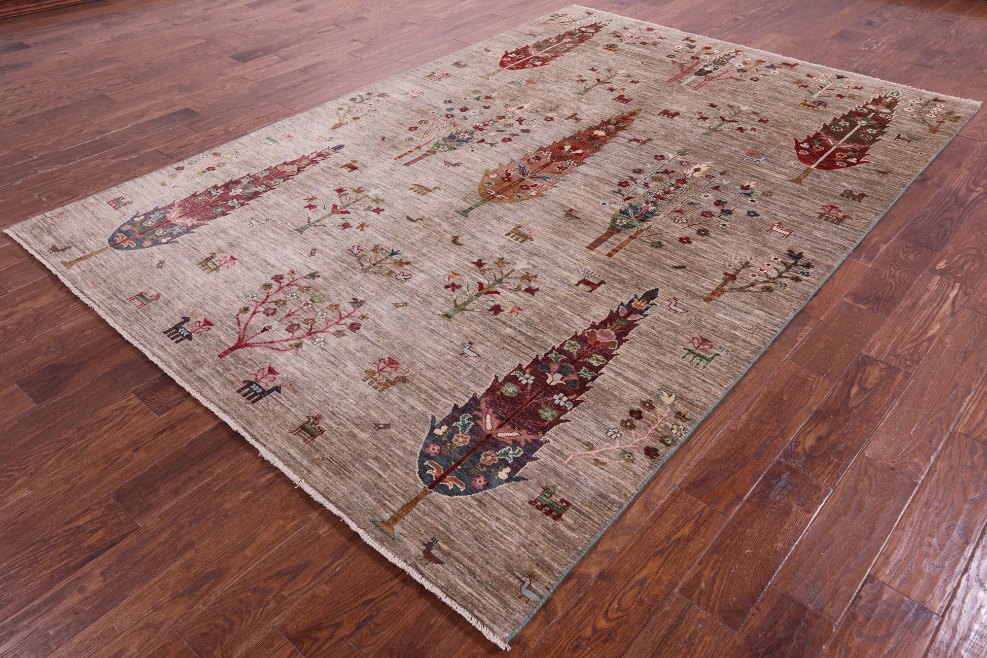 Tribal Persian Gabbeh Handmade Wool Rug - 6' 9" X 9' 10" - Golden Nile