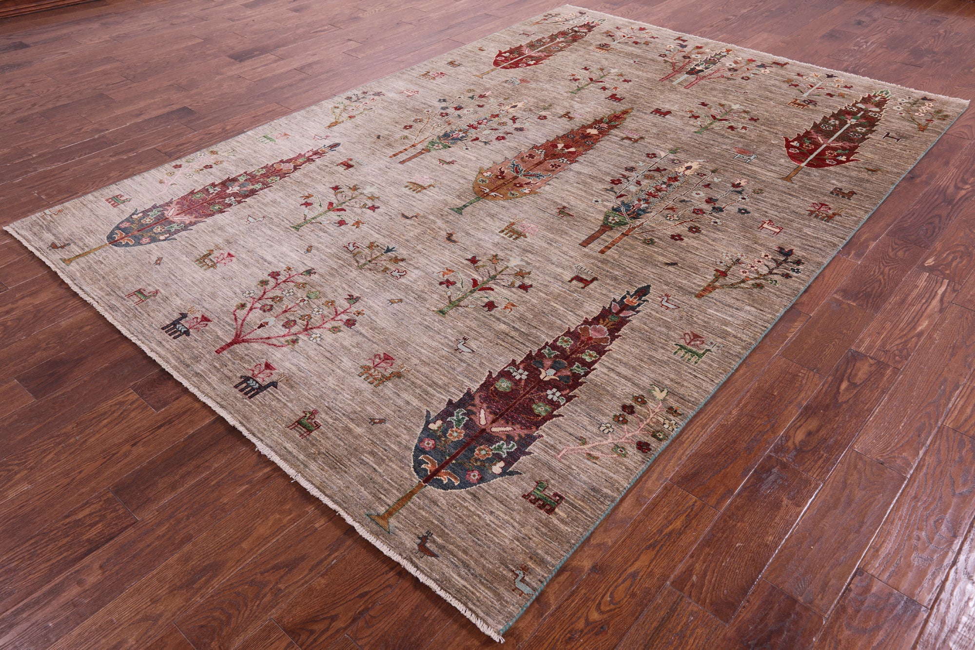 Tribal Persian Gabbeh Handmade Wool Rug - 6' 9" X 9' 10" - Golden Nile