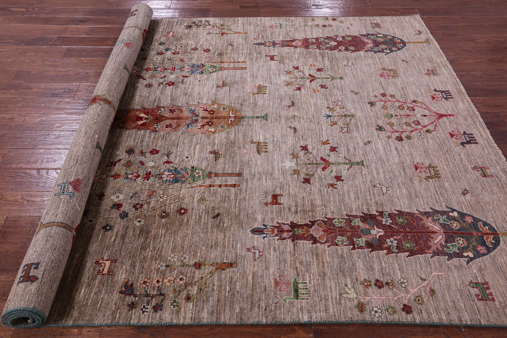 Tribal Persian Gabbeh Handmade Wool Rug - 6' 9" X 9' 10" - Golden Nile