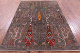 Tribal Persian Gabbeh Hand Knotted Wool Rug - 5' 8" X 7' 11" - Golden Nile