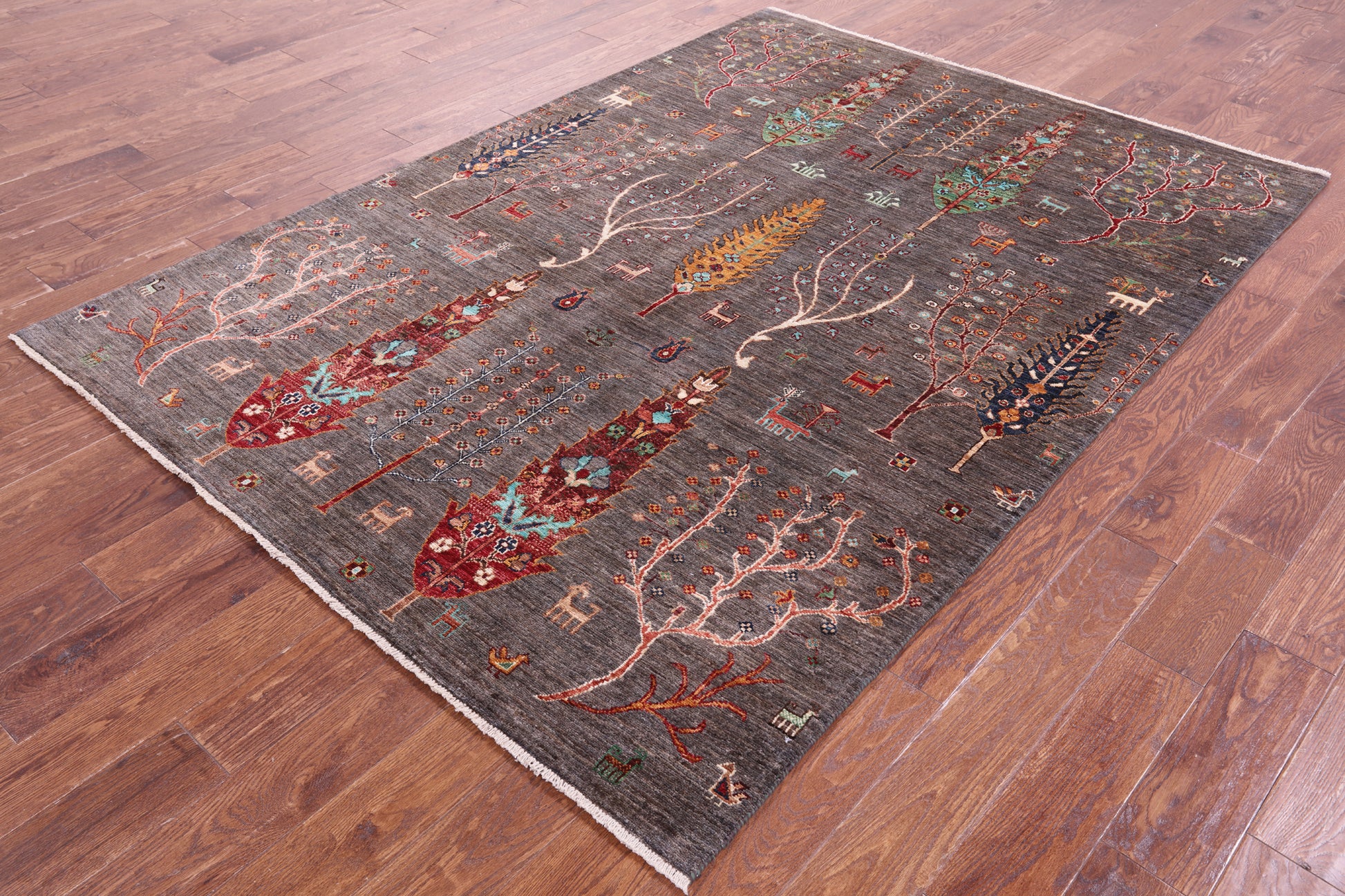 Tribal Persian Gabbeh Hand Knotted Wool Rug - 5' 8" X 7' 11" - Golden Nile