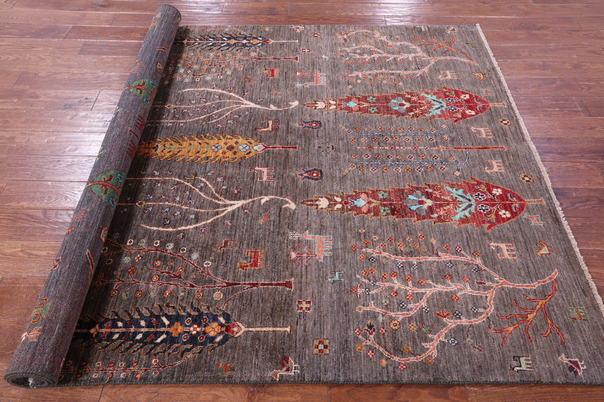 Tribal Persian Gabbeh Hand Knotted Wool Rug - 5' 8" X 7' 11" - Golden Nile