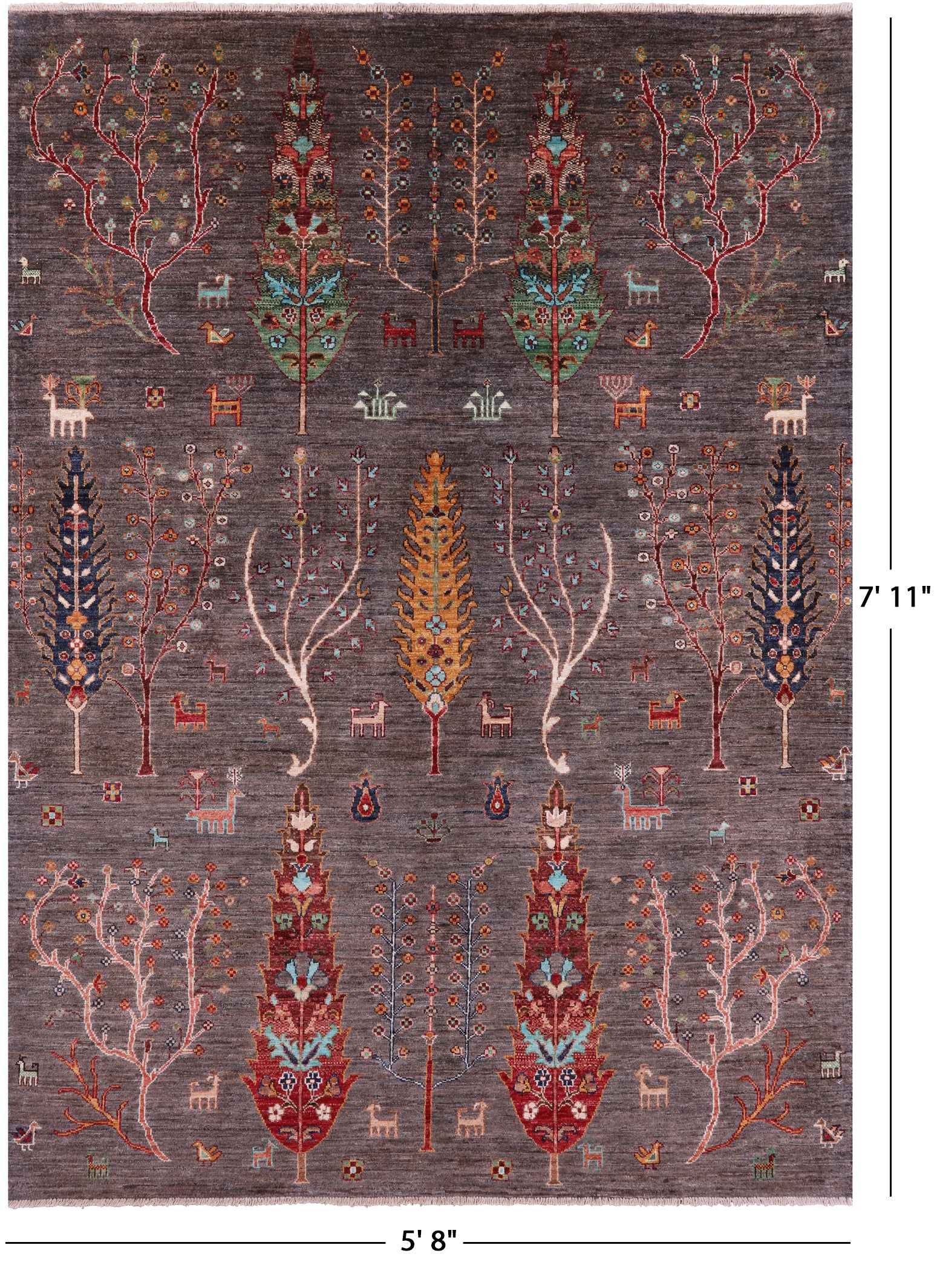 Tribal Persian Gabbeh Hand Knotted Wool Rug - 5' 8" X 7' 11" - Golden Nile