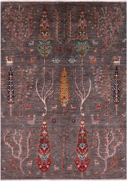 Tribal Persian Gabbeh Hand Knotted Wool Rug - 5' 8" X 7' 11" - Golden Nile