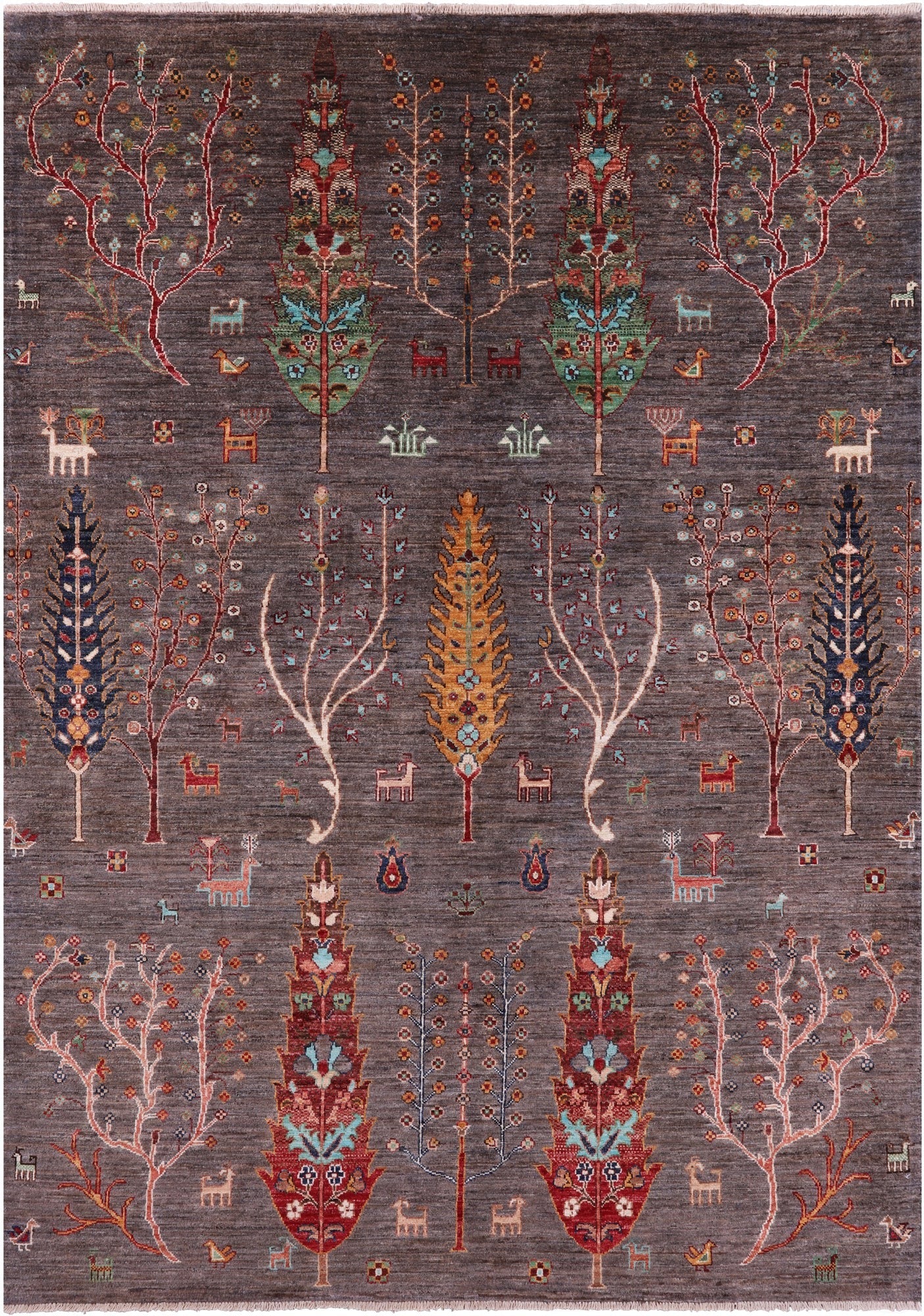 Tribal Persian Gabbeh Hand Knotted Wool Rug - 5' 8" X 7' 11" - Golden Nile