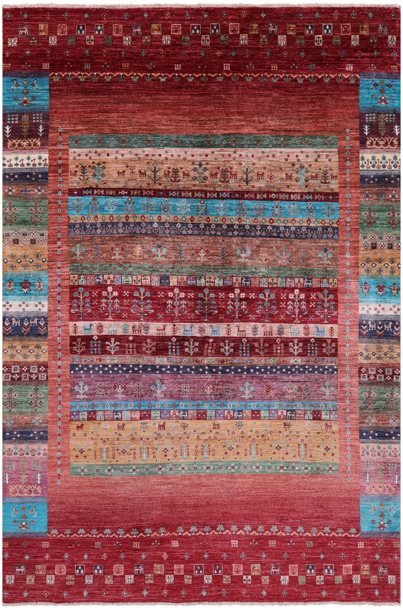 Tribal Persian Gabbeh Handmade Wool Rug - 6' 8" X 9' 9" - Golden Nile