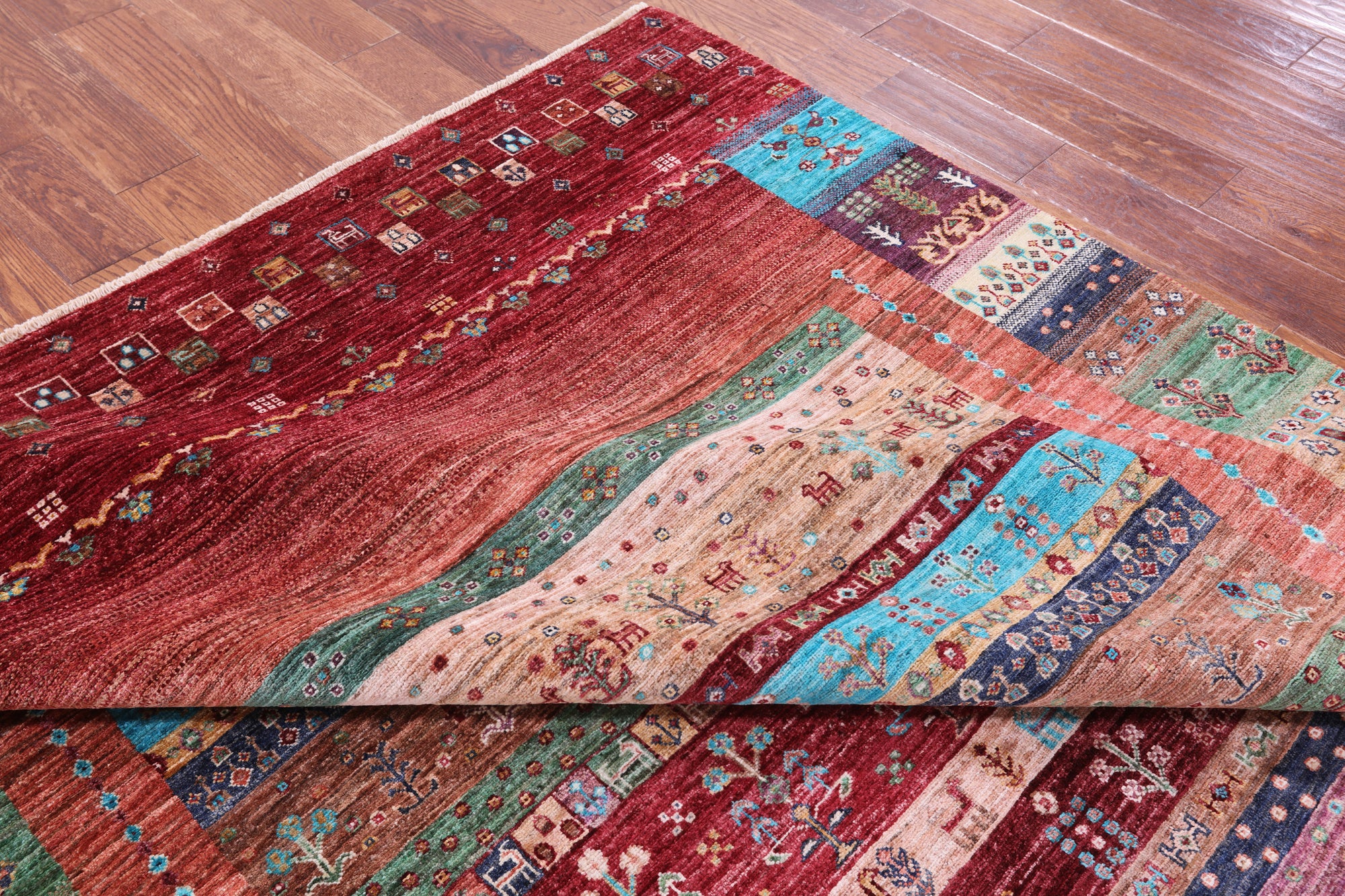 Tribal Persian Gabbeh Handmade Wool Rug - 6' 8" X 9' 9" - Golden Nile