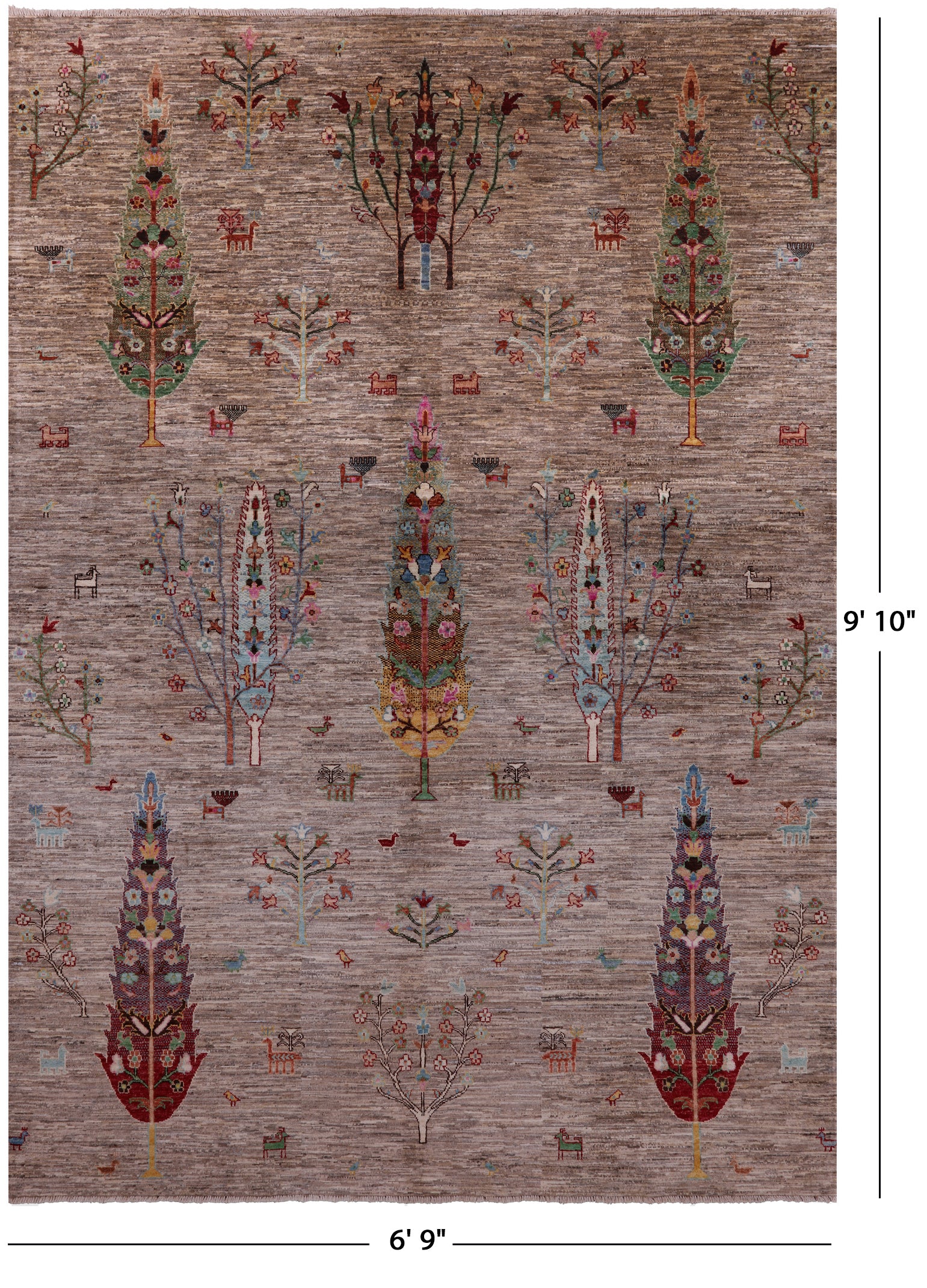 Tribal Persian Gabbeh Hand Knotted Wool Rug - 6' 9" X 9' 10" - Golden Nile