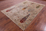 Tribal Persian Gabbeh Hand Knotted Wool Rug - 6' 9" X 9' 10" - Golden Nile
