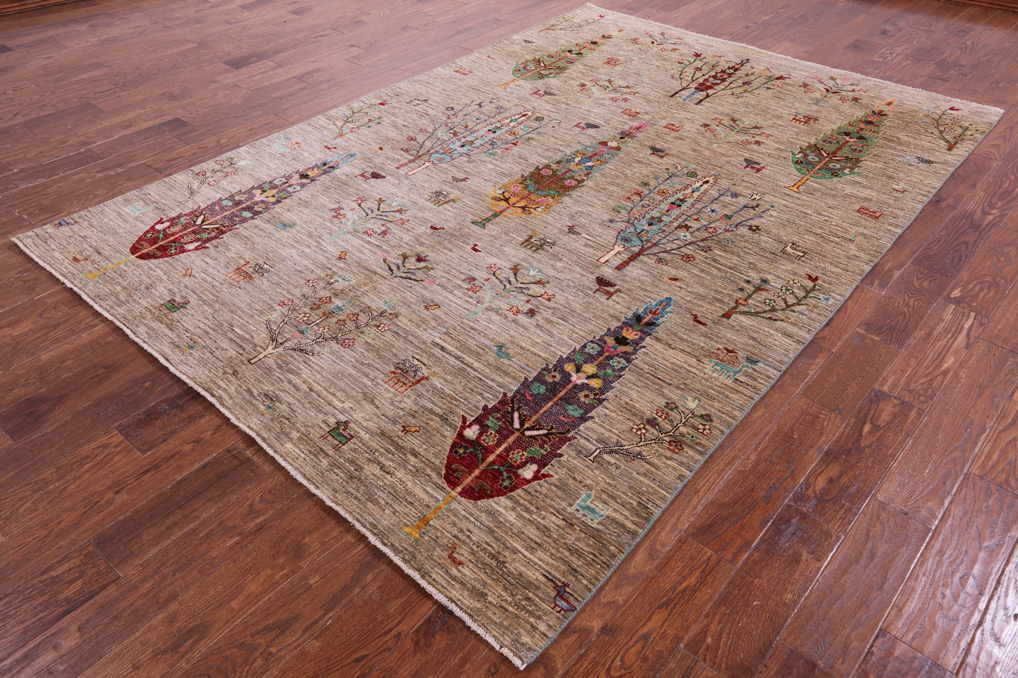 Tribal Persian Gabbeh Hand Knotted Wool Rug - 6' 9" X 9' 10" - Golden Nile