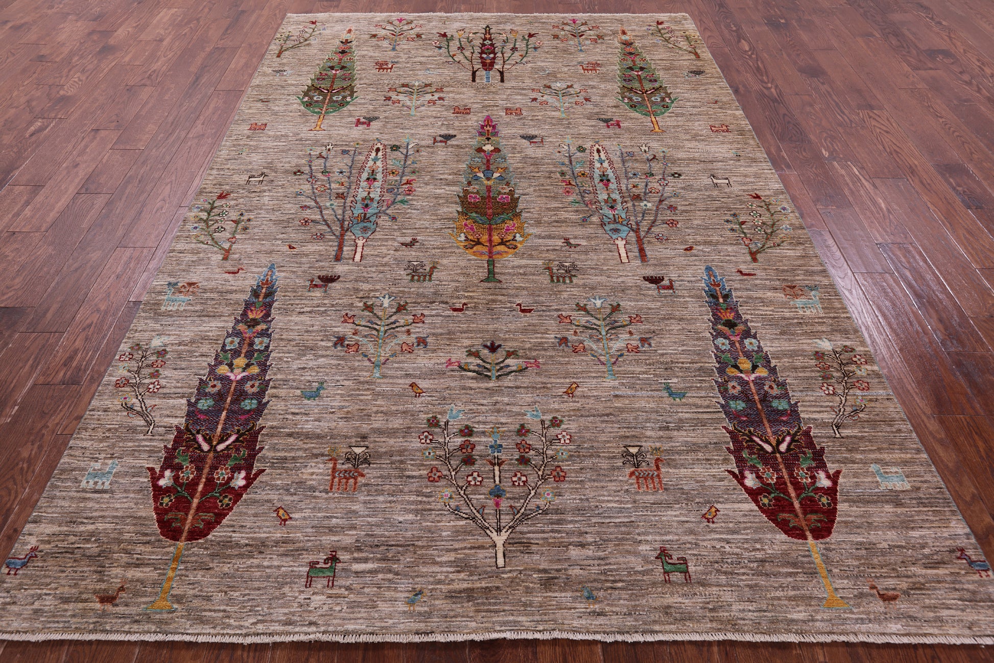 Tribal Persian Gabbeh Hand Knotted Wool Rug - 6' 9" X 9' 10" - Golden Nile