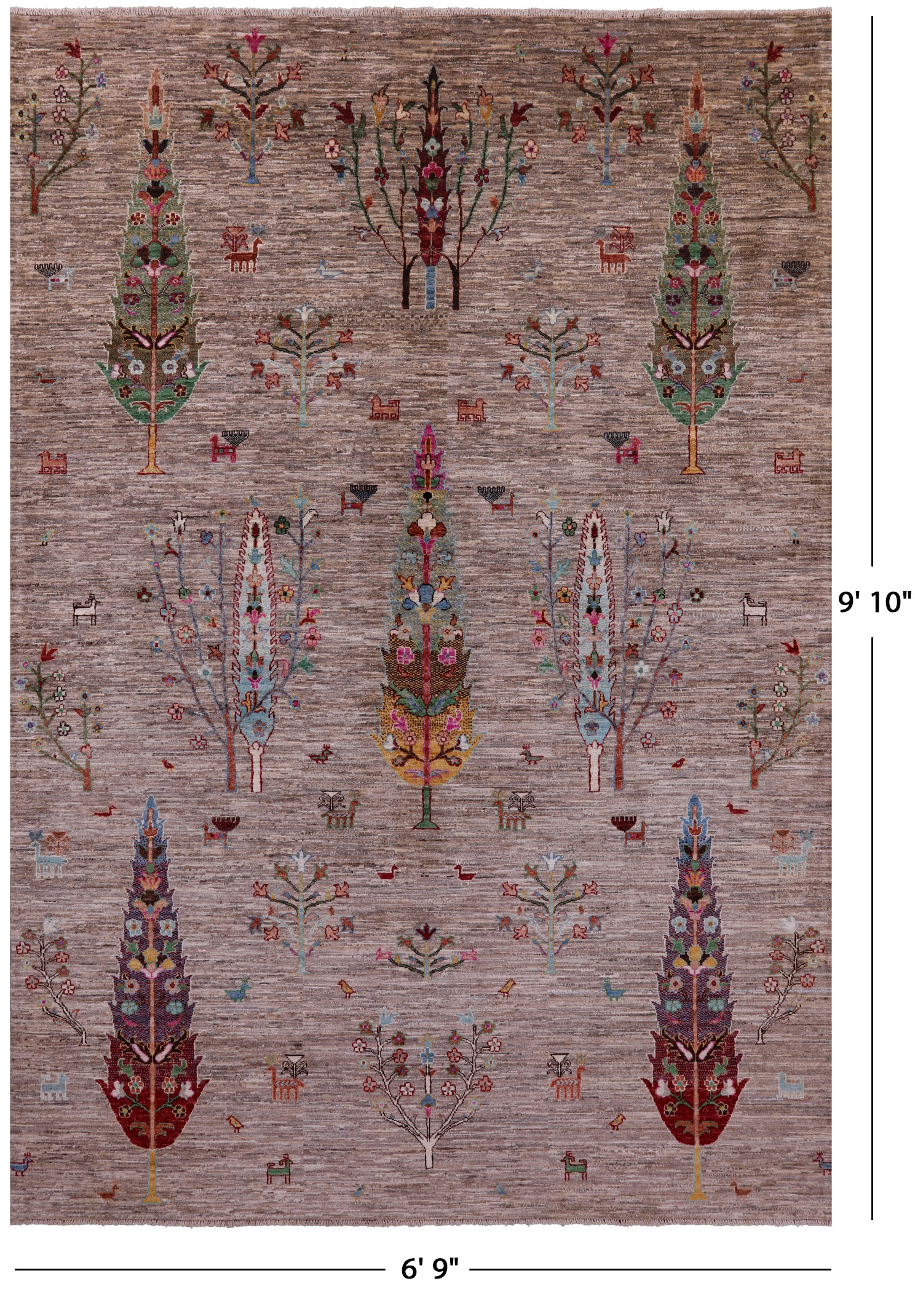 Tribal Persian Gabbeh Hand Knotted Wool Rug - 6' 9" X 9' 10" - Golden Nile