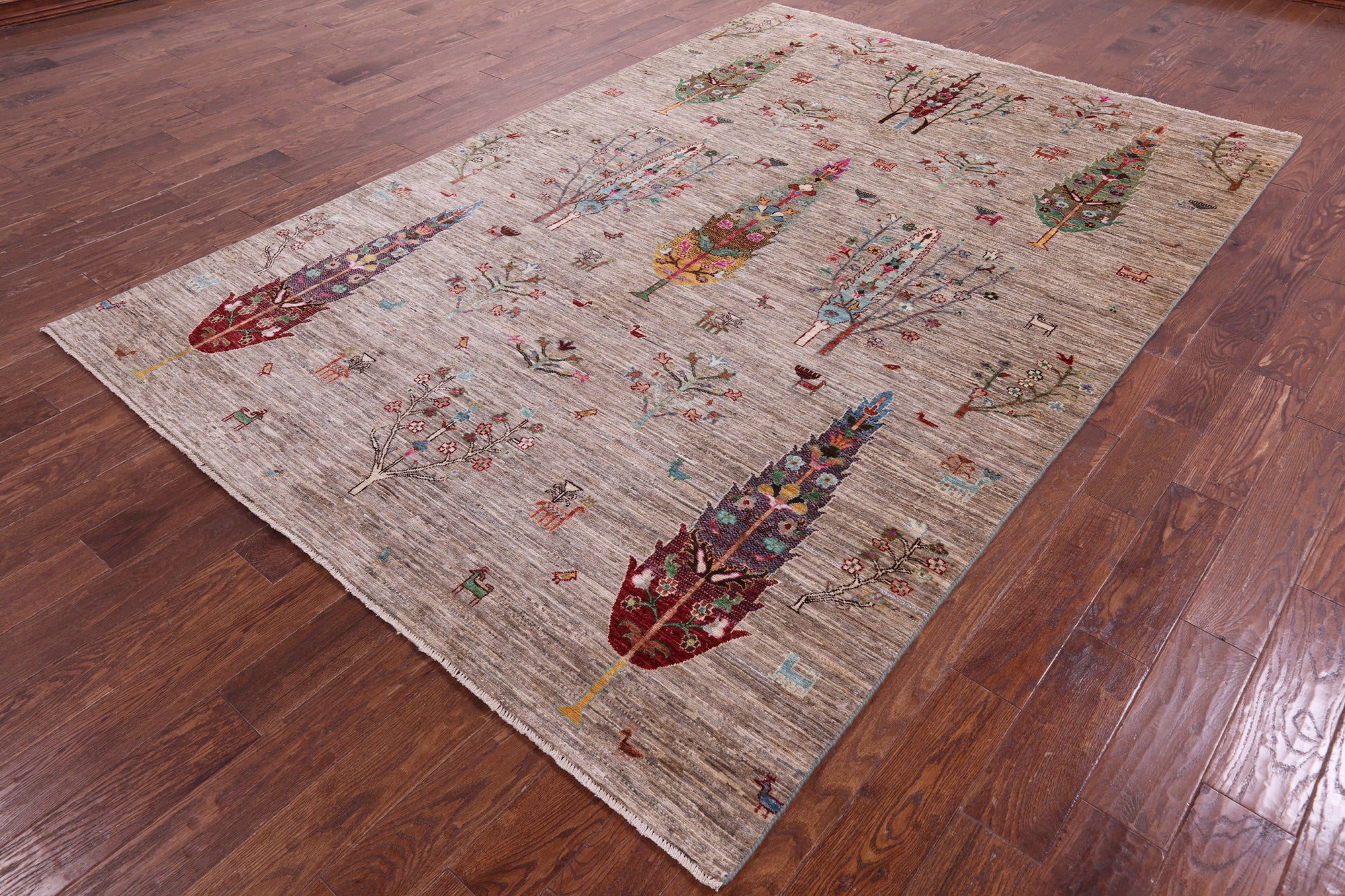Tribal Persian Gabbeh Hand Knotted Wool Rug - 6' 9" X 9' 10" - Golden Nile