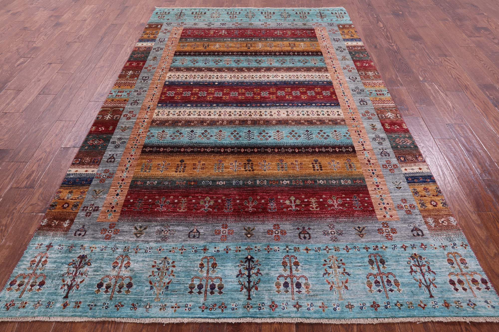 Tribal Persian Gabbeh Hand Knotted Wool Rug - 6' 4" X 9' 11" - Golden Nile