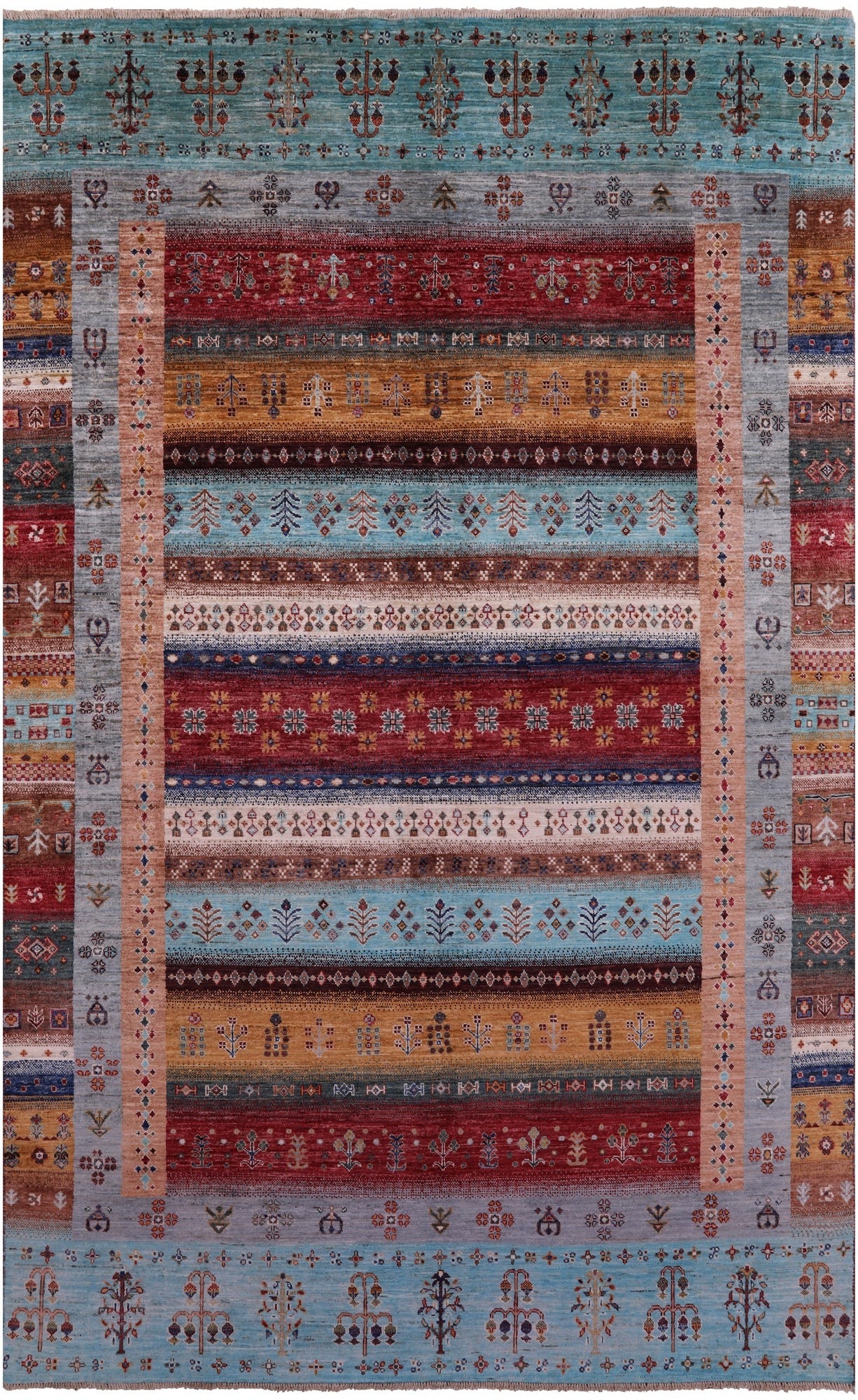 Tribal Persian Gabbeh Hand Knotted Wool Rug - 6' 4" X 9' 11" - Golden Nile
