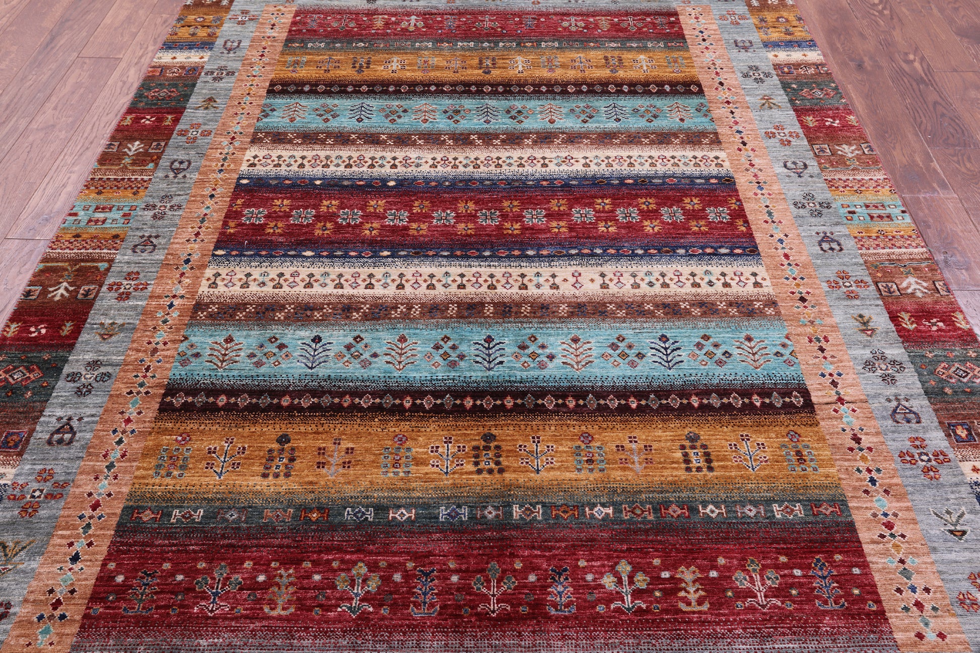 Tribal Persian Gabbeh Hand Knotted Wool Rug - 6' 4" X 9' 11" - Golden Nile