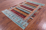 Tribal Persian Gabbeh Hand Knotted Wool Rug - 6' 4" X 9' 11" - Golden Nile