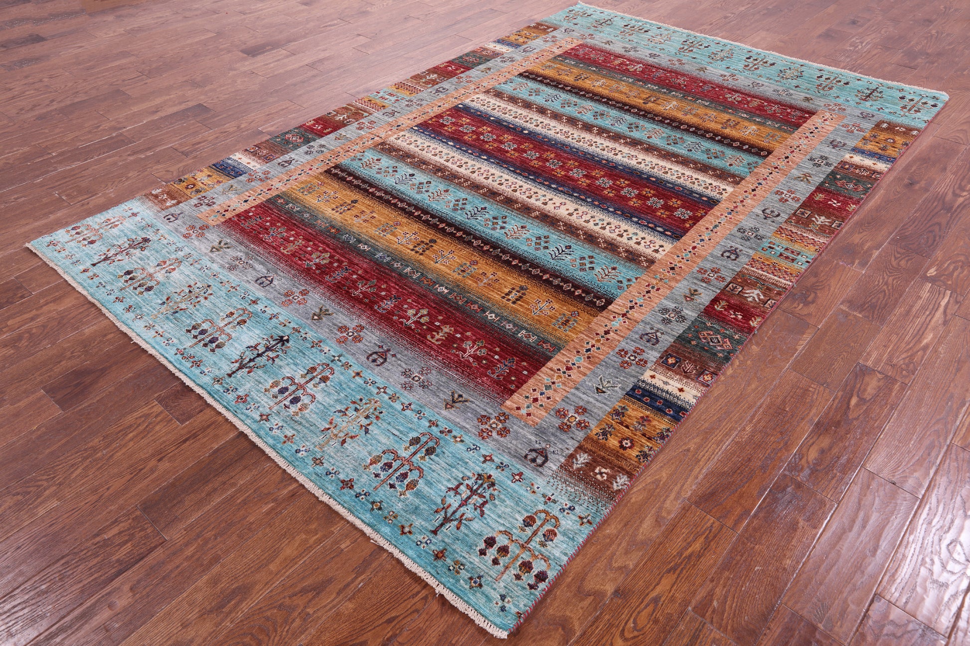 Tribal Persian Gabbeh Hand Knotted Wool Rug - 6' 4" X 9' 11" - Golden Nile