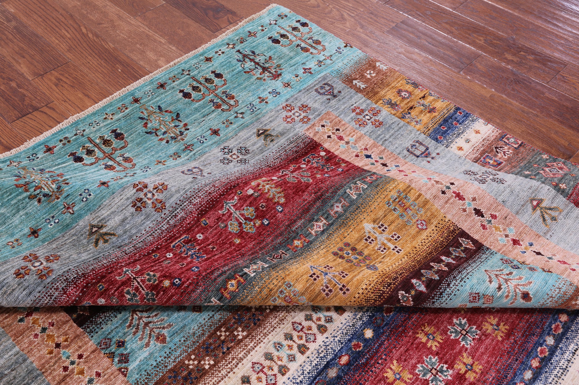 Tribal Persian Gabbeh Hand Knotted Wool Rug - 6' 4" X 9' 11" - Golden Nile